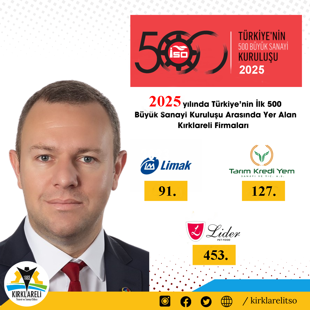 Kırklareli'nden 3 firma en büyükler arasında
