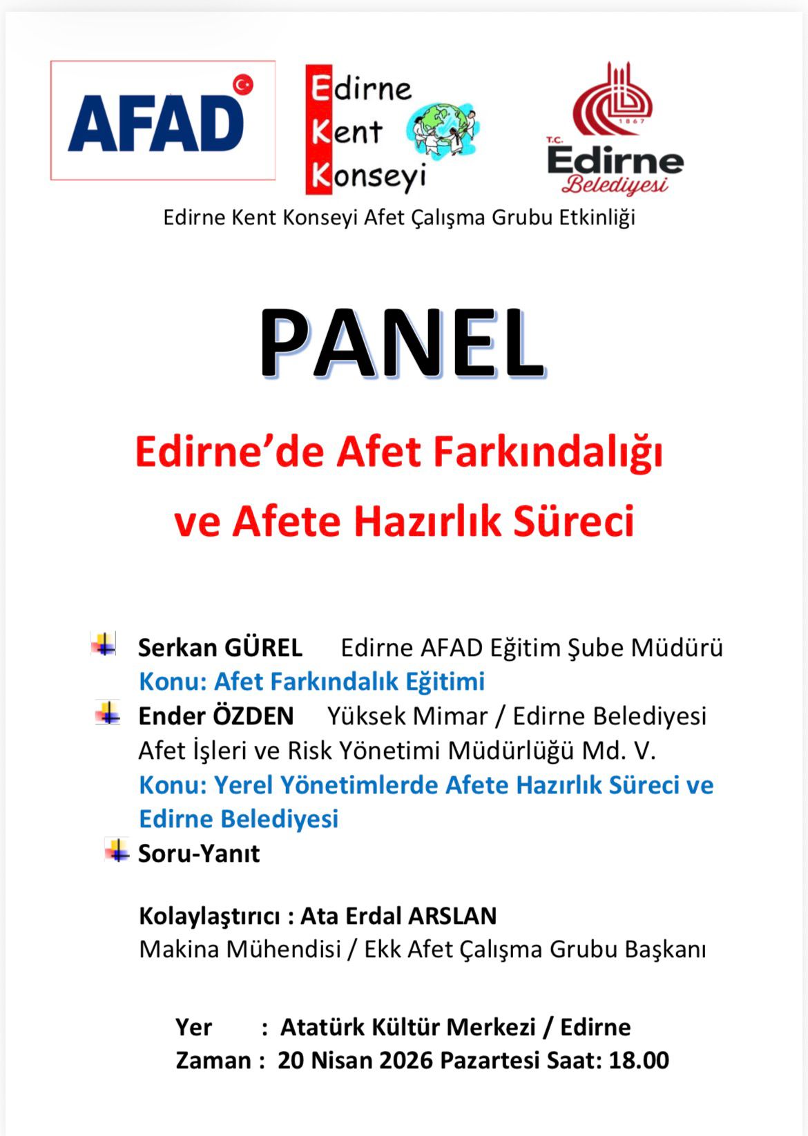 Edirne'de afet farkındalığı seferberliği
