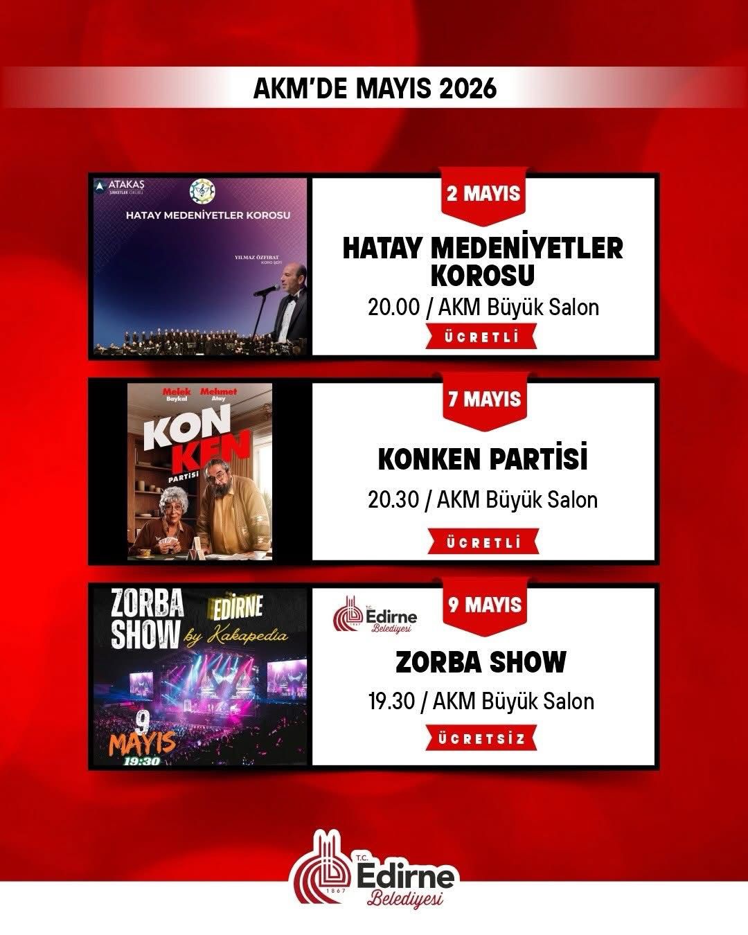 Edirne’de Bahar Sanatla Geliyor: AKM Mayıs Programı Açıklandı