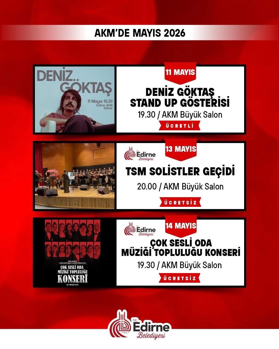 Edirne’de Bahar Sanatla Geliyor: AKM Mayıs Programı Açıklandı