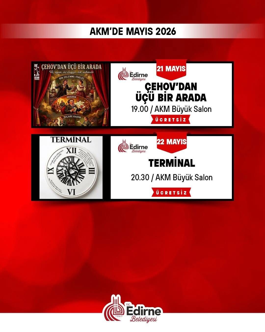 Edirne’de Bahar Sanatla Geliyor: AKM Mayıs Programı Açıklandı